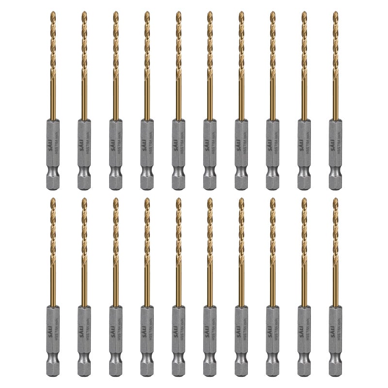 SALI Cobalt Drill Bit Set,20 Pack 7/64 Inch High Speed Steel Hex Shank Jobber Drill Bits, for Hardwood, Aluminum,Metal,Copper,Alloyed Steel - Image 1